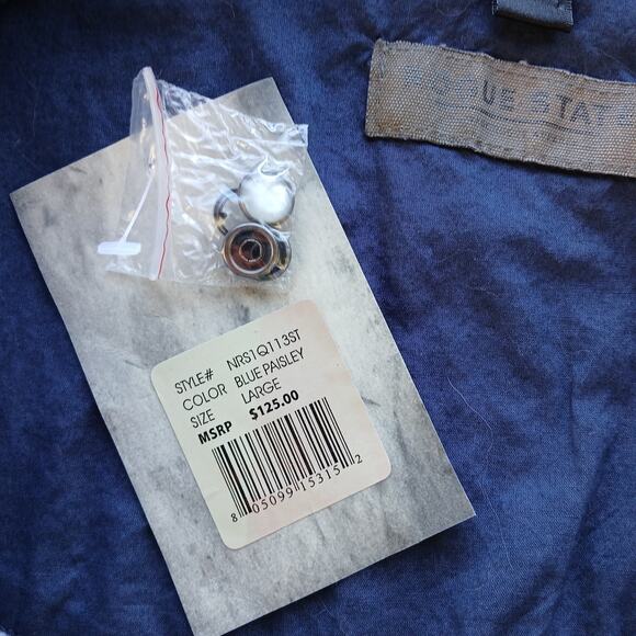 NWOT Rogue State Blue Paisley Pearl Snap-Front Shirt L cotton collared s.sleeve - Picture 8 of 14